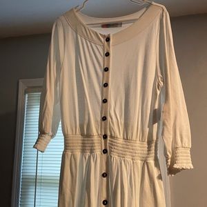 NWT: Free People button long white cotton dress